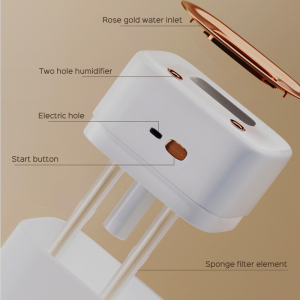 HAN RIVER Air Humidifier 1300ML Double Spray Diffuser Essential Oil Aromatherapy Silent Household Air Purification