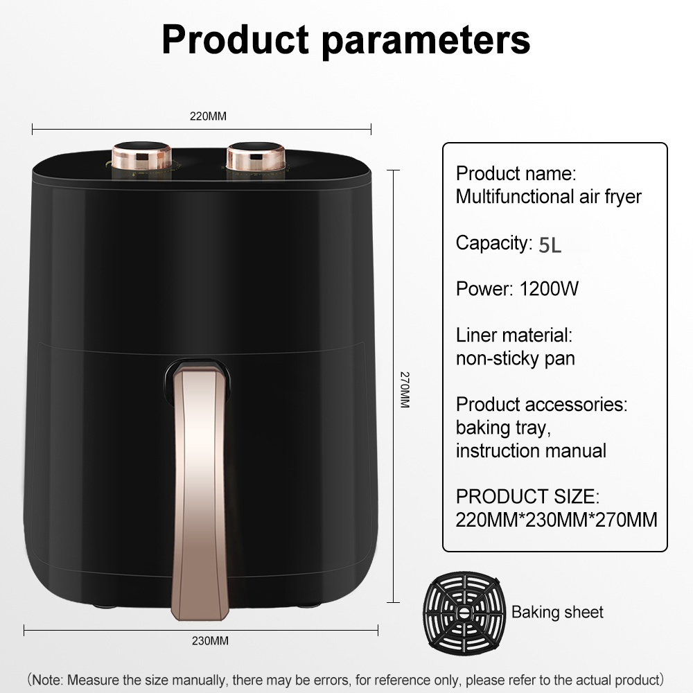 Panasonic Air Fryer Non-Stick Coating Oil Free Electric Household Fries Machine 8L High-Capacity Airfryer - 5L (Black) - Image 1