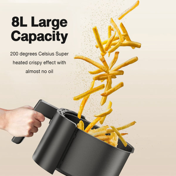 Panasonic Air Fryer Non-Stick Coating Oil Free Electric Household Fries Machine 8L High-Capacity Airfryer - 8L (Black)1