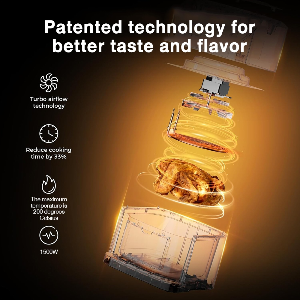 Panasonic Air Fryer Household Oven 1500W Smart Cooking Preset Menus Touch Screen 360° Hot Air Circulation airfryer - Image 8