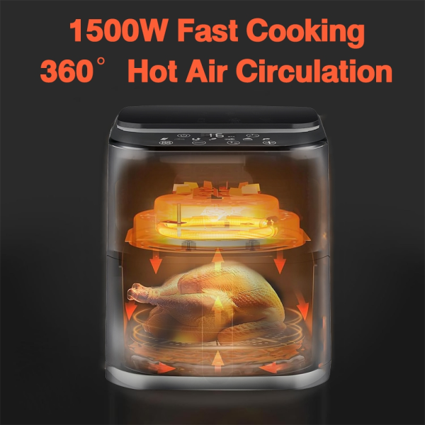 Panasonic Air Fryer Non-Stick Coating Oil Free Electric Household Fries Machine 8L High-Capacity Airfryer - 8L (Black)1