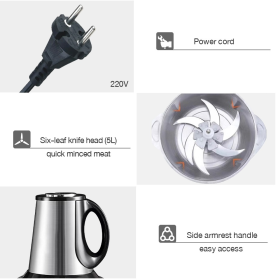 Panasonic Chopper Blender Stainless Steel Electric Food Chopper Meat Grinder Machine Mixer Food Processor - 2L - Image 3