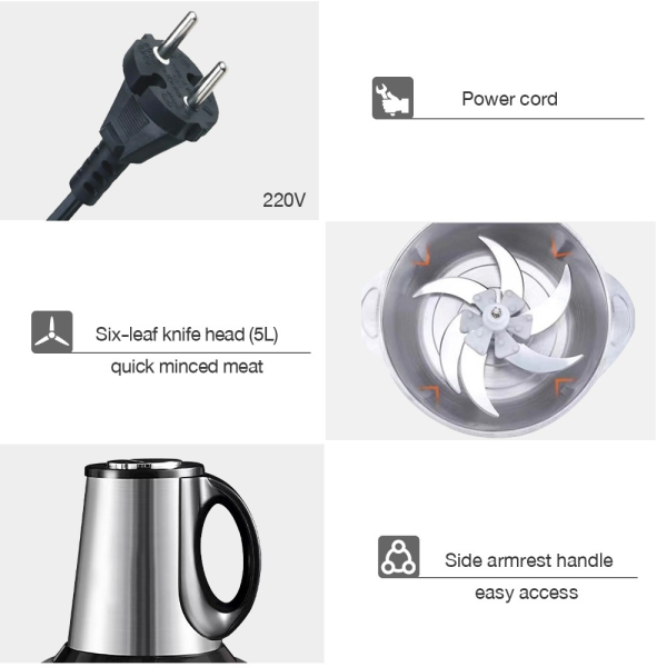 Panasonic Chopper Blender Stainless Steel Electric Food Chopper Meat Grinder Machine Mixer Food Processor - 2L