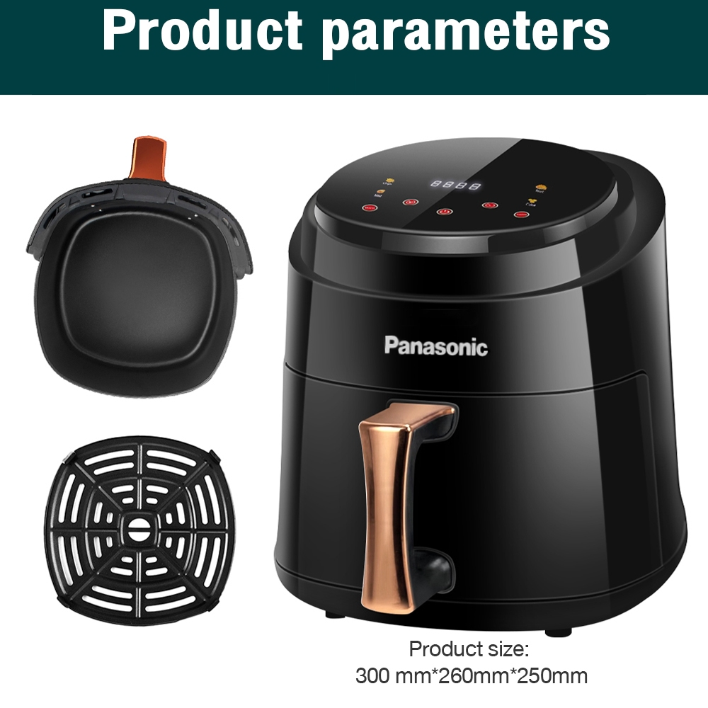Panasonic Air Fryer Non-Stick Coating Oil Free Electric Household Fries Machine 8L High-Capacity Airfryer - 8L (Black)1 - Image 1
