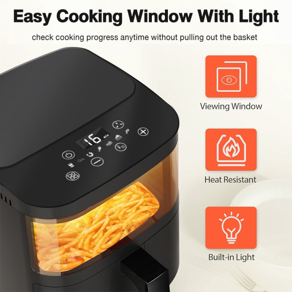 Panasonic Air Fryer Non-Stick Coating Oil Free Electric Household Fries Machine 8L High-Capacity Airfryer - 8L (Black)1