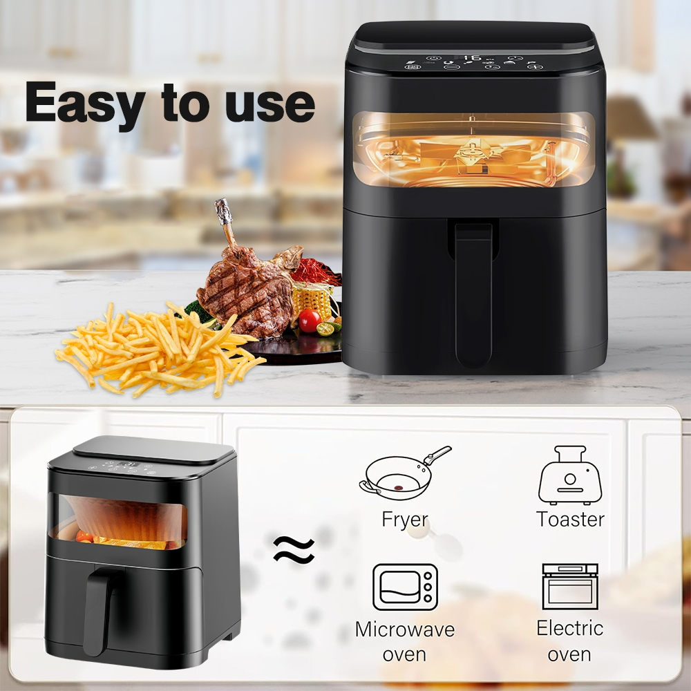 Panasonic Air Fryer Non-Stick Coating Oil Free Electric Household Fries Machine 8L High-Capacity Airfryer - 8L (Black)1 - Image 2