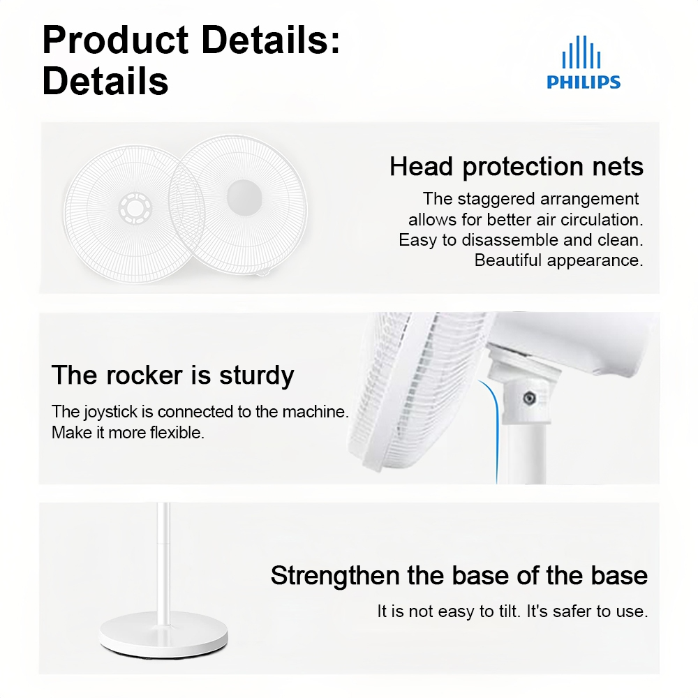 Panasonic Stand Fan Kipas Berdiri 5 Blades Silent Fan 16 Inch 3 Speed Control Home Office Smart Floor Fan - Image 5