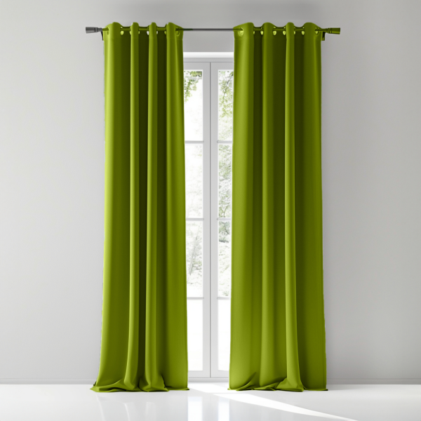 Curtain Ring Type Ivoris Semi-Blackout Solid Colors - Avocado Green