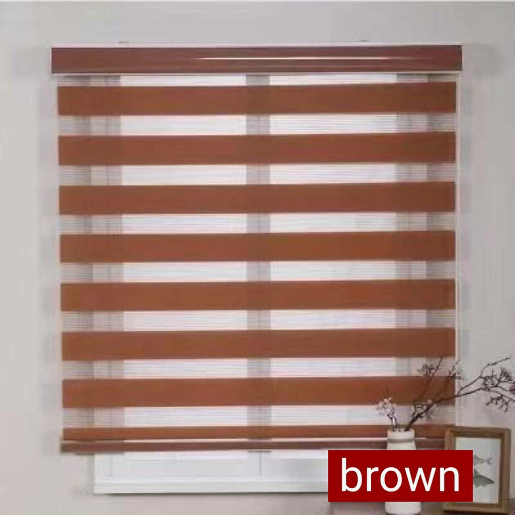 Modern Zebra Blinds Outdoor Roller Blind - Brown - Image 1