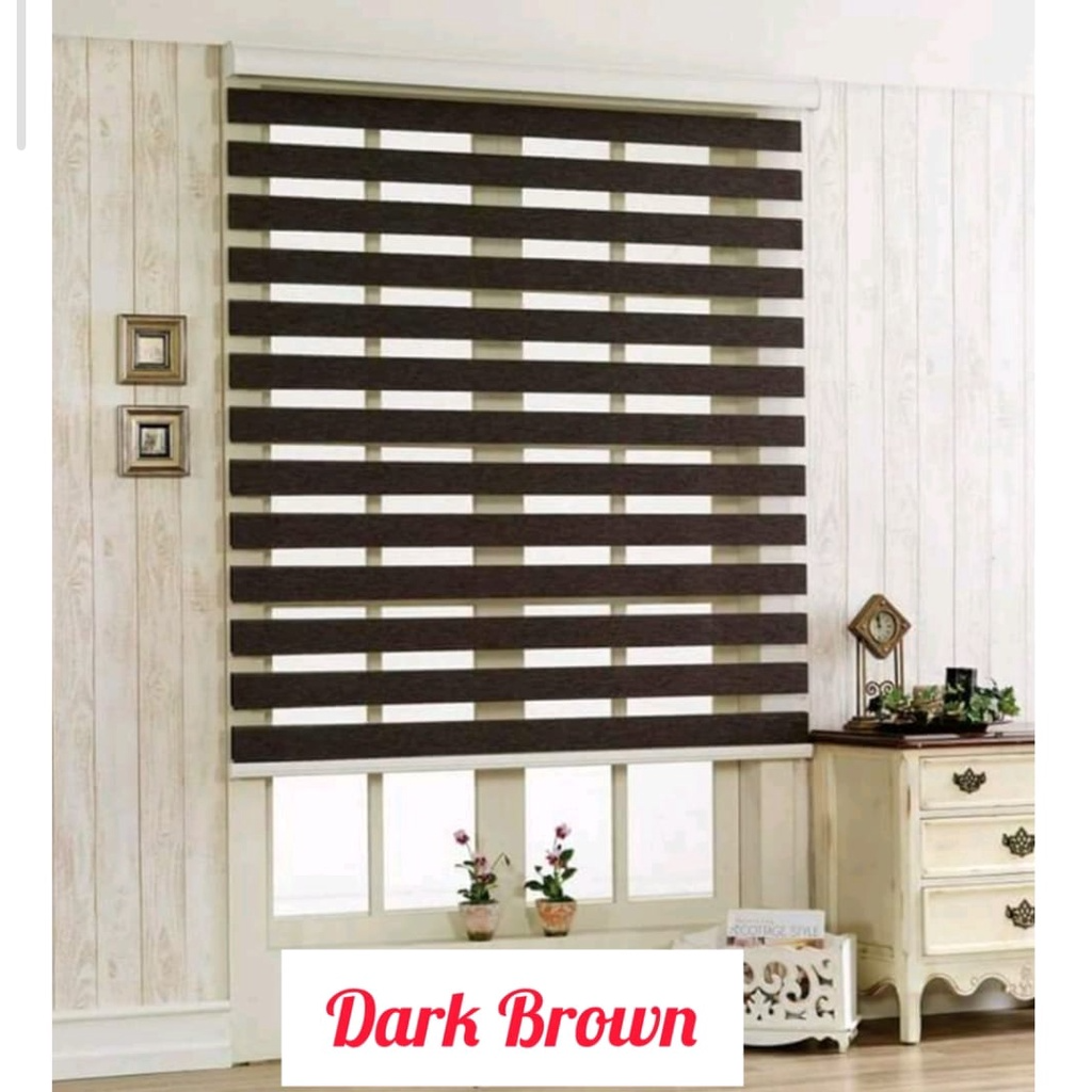 Modern Zebra Blinds Outdoor Roller Blind - Dark Brown - Image 1