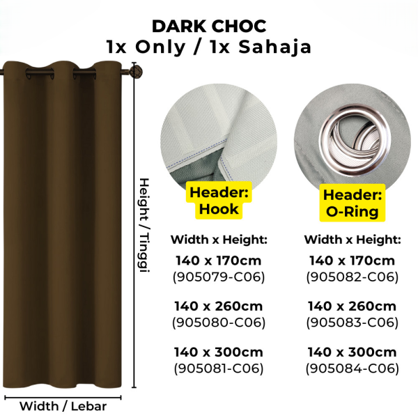 90% Blackout Curtain Hook Ring - Dark Choc