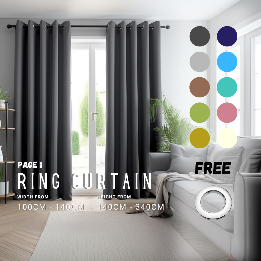 Curtain Ring Type Ivoris Semi-Blackout Solid Colors - Navy Blue - Image 2