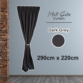 Dim Out Plain Minimalism Color French Pleat Curtain Sliding Door Free Alter - Dark Grey
