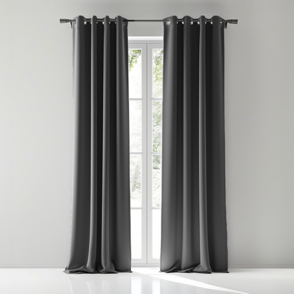 Curtain Ring Type Ivoris Semi-Blackout Solid Colors - Dark Grey