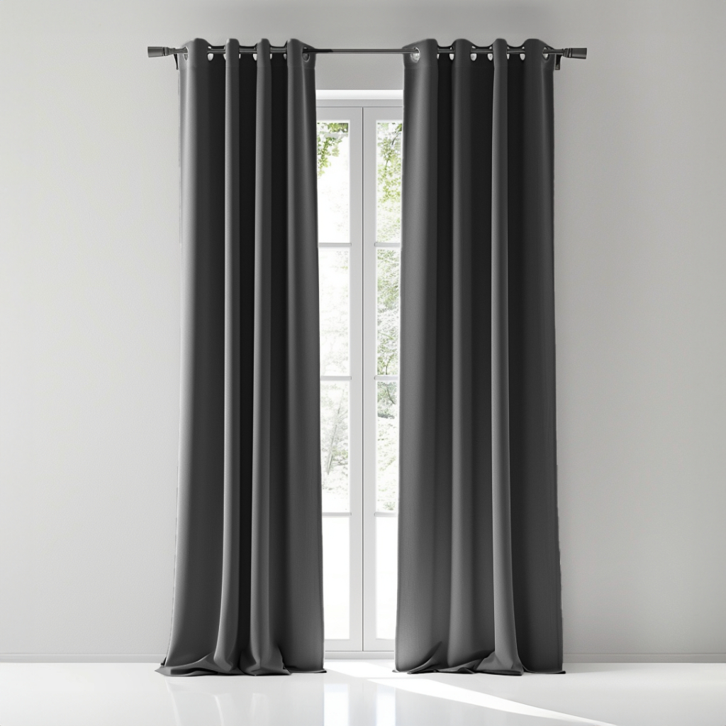 Curtain Ring Type Ivoris Semi-Blackout Solid Colors - Dark Grey
