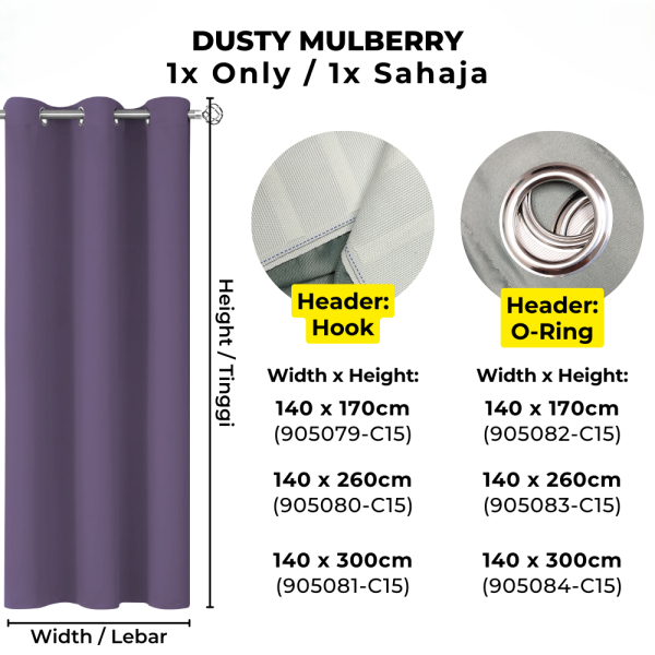 90% Blackout Curtain Hook Ring - Dusty Mulberry