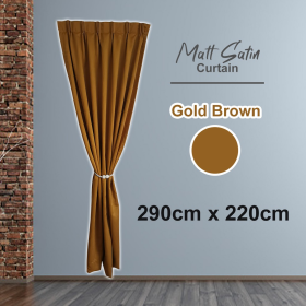 Dim Out Plain Minimalism Color French Pleat Curtain Sliding Door Free Alter - Gold Brown