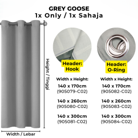 90% Blackout Curtain Hook Ring - Grey Goose - Image 1