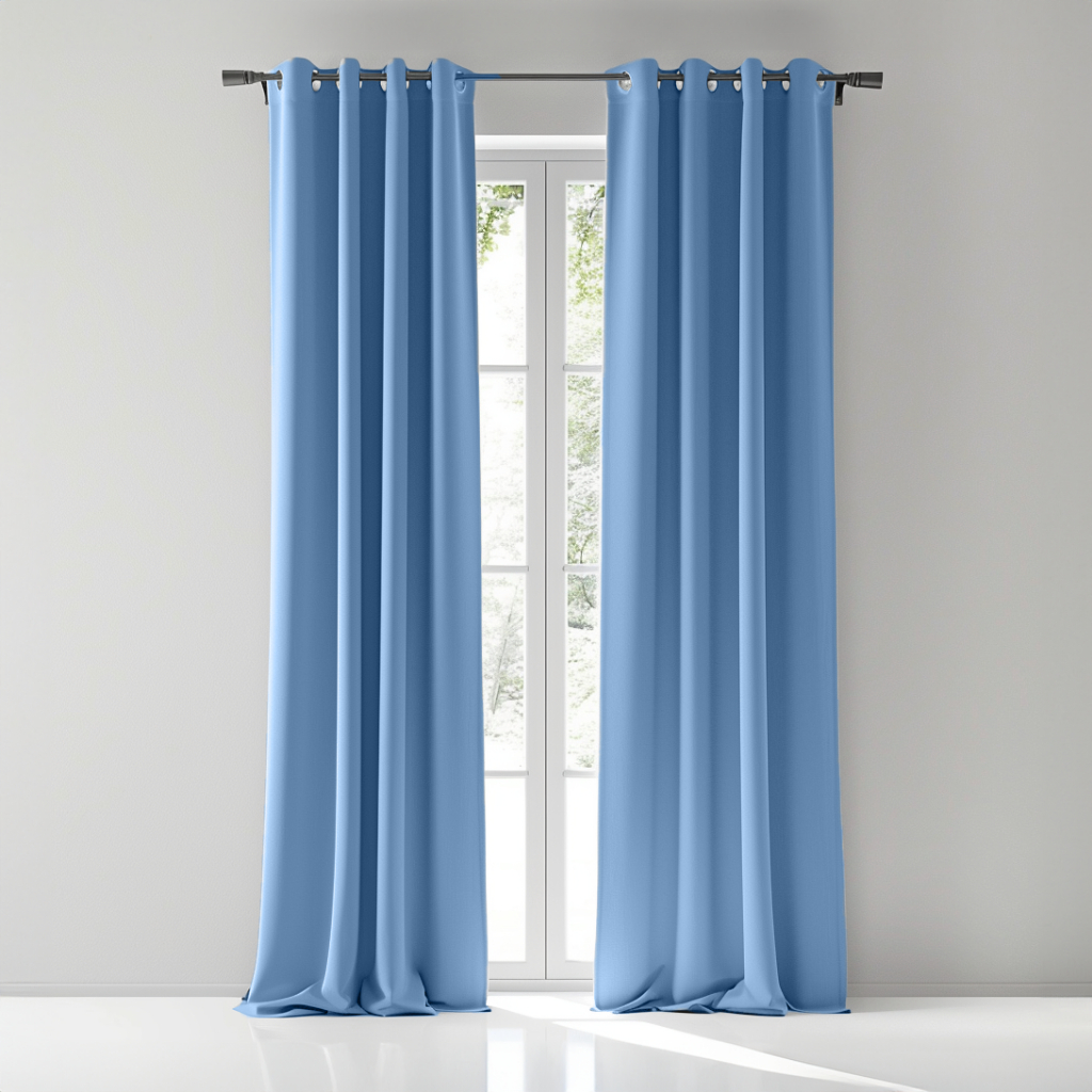 Curtain Ring Type Ivoris Semi-Blackout Solid Colors - Light Blue