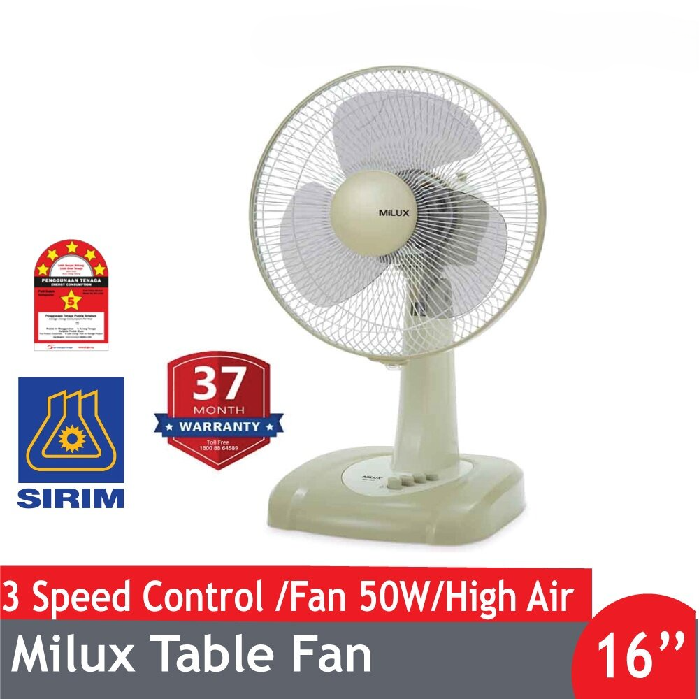 Table Fan 3 Speeds (40cm/ 16″) Milux (MTF-1601) - Image 1