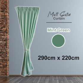 Dim Out Plain Minimalism Color French Pleat Curtain Sliding Door Free Alter - Mint Green