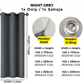90% Blackout Curtain Hook Ring - Night Grey - Image 1