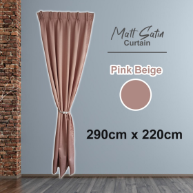 Dim Out Plain Minimalism Color French Pleat Curtain Sliding Door Free Alter - Pink Beige