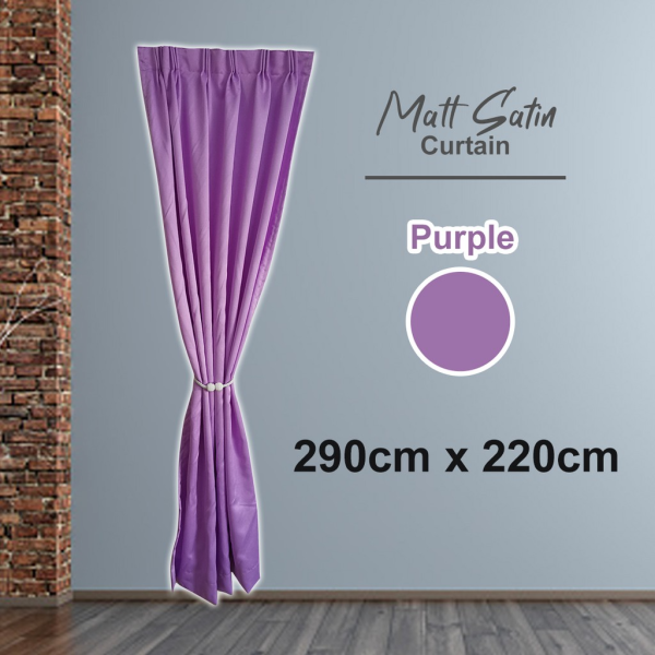 Dim Out Plain Minimalism Color French Pleat Curtain Sliding Door Free Alter - Purple