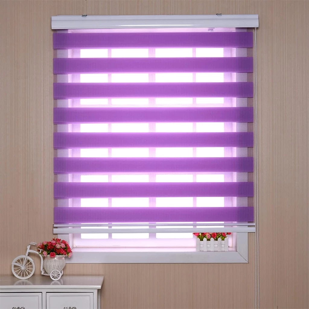 Modern Zebra Blinds Outdoor Roller Blind - Purple - Image 1