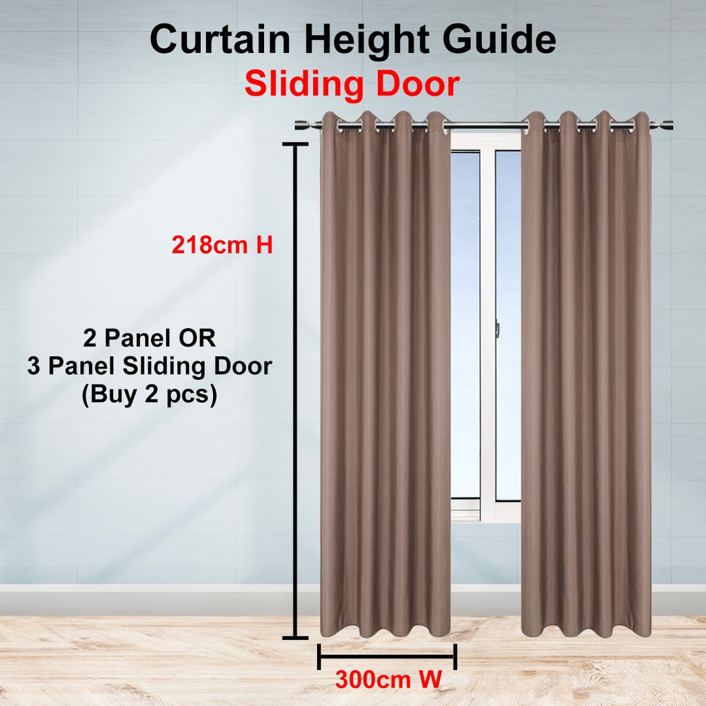 Dim Out Plain Minimalism Color French Pleat Curtain Sliding Door Free Alter - Black - Image 2