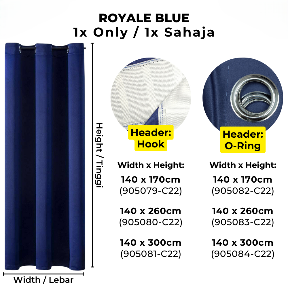 90% Blackout Curtain Hook Ring - Royale Blue - Image 1