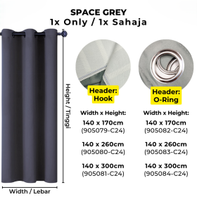 90% Blackout Curtain Hook Ring - Space Grey