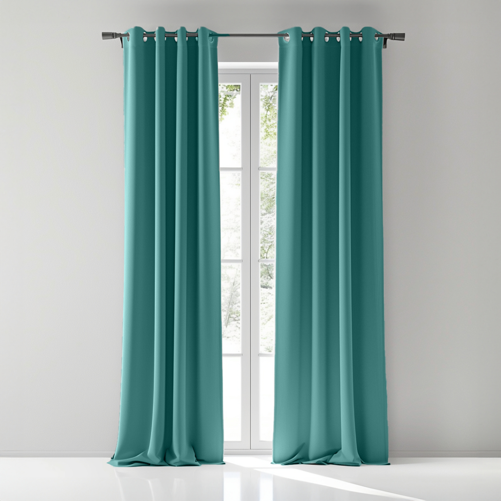 Curtain Ring Type Ivoris Semi-Blackout Solid Colors - Turquoise