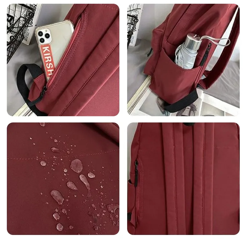 Women Japan School College Student Bag Waterproof Backpack - Black - Image 5