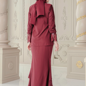 Clara Lace Baju Kurung - Ash Blue - Image 5