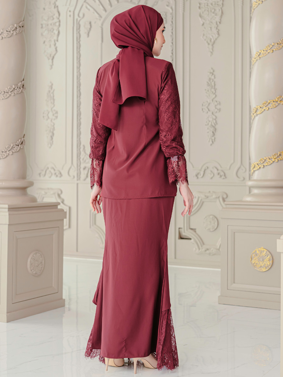 Clara Lace Baju Kurung - Ash Blue - Image 5