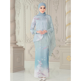 Cannalily Curvy Printed Lacey Baju Kurung - Cameo Teal