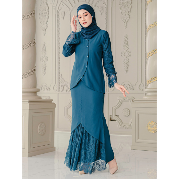 Clara Lace Baju Kurung - Crystal Teal