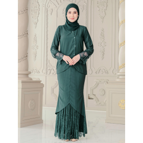 Clara Lace Baju Kurung - Forest Green - Image 1