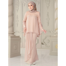 Indah Doll Tulle Lace Baju Kurung - Gold Champagne