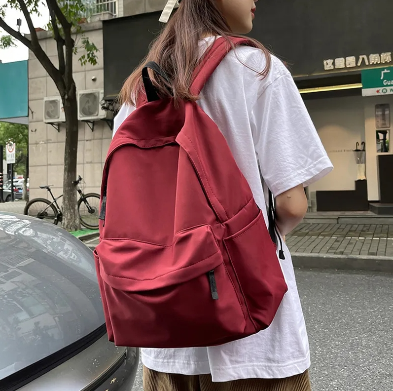 Women Japan School College Student Bag Waterproof Backpack - Red - Image 1