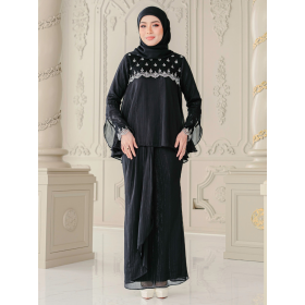 Indah Doll Tulle Lace Baju Kurung - Rich Black