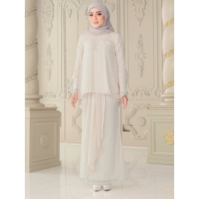 Indah Doll Tulle Lace Baju Kurung - Sandy Beige