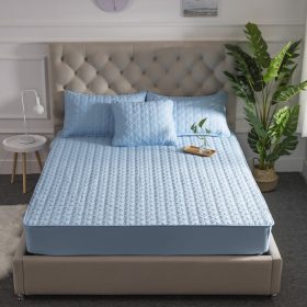 Waterproof Mattress Protector Cover Patchwork Fitted Bedsheet Set - Dark Pink - Image 7