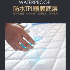 Waterproof Mattress Protector Cover Patchwork Fitted Bedsheet Set - Dark Pink - Image 5