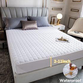 Waterproof Mattress Protector Cover Patchwork Fitted Bedsheet Set - White - Image 1