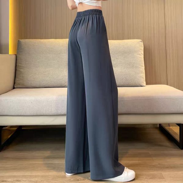 Women Pants Plus Size High Waist Drape Wide Leg Pants Thin Casual Narrow Version Small Straight - Grey