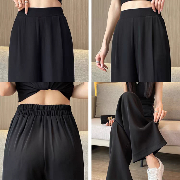Women Pants Plus Size High Waist Drape Wide Leg Pants Thin Casual Narrow Version Small Straight - Apricot