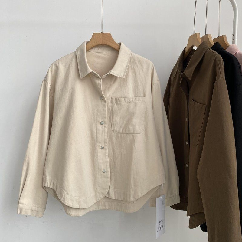 Korean Style Blouse Women Shirt Simple Casual Blouse Slimming All-Matching Blouse Women