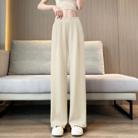 Women Pants Plus Size High Waist Drape Wide Leg Pants Thin Casual Narrow Version Small Straight - Apricot